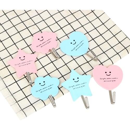 Stainless Steel Kitchen Bathroom Wall Mounted Self Hooks 2pcs/set Strong Adhesive Hook Door Sticky Hanger Holder Cute
