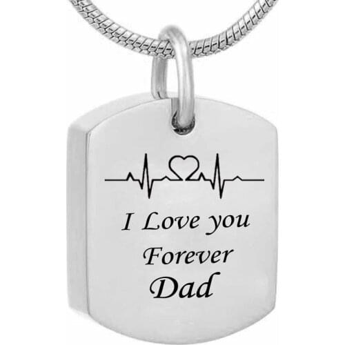 Electrocardiogra Dad Mom Grandpa Cremation Urn Jewelry Necklace with Funnel Fill Kit Ashes Keepsake Memorial-I Love You Forever