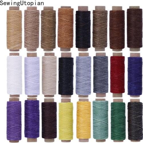 24PCS 50M Flat Waxed Sewing Line Thickness Waxed Thread for Leather Waxed Cord for Leather Craft Hand Stitching Threads