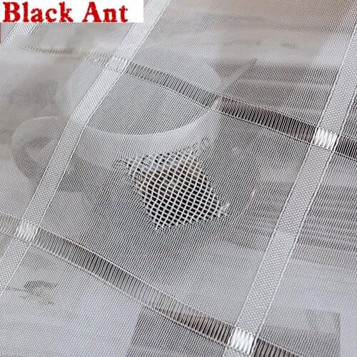 Transparent Sheer White Window Screen For Living Room Plaid Mesh Curtain Balcony Tulle Fabric Kitchen Drape Custom T&444#30