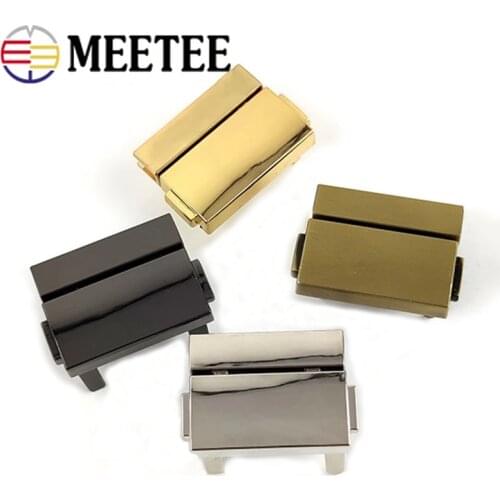2/4pcs Meetee Rectangular Metal Press Push Locks Women Bag Spring Lock Snap Decorative Clasps Closure DIY Hardware Accessories