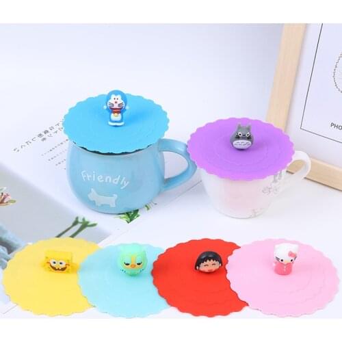 Cartoon Silicone Cup Cover Dustproof Leakproof Tea Coffee Sealed Lids Cap Anti-dust Seal Suction Airtight Cup Reusable Tool