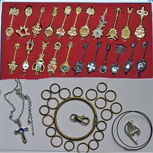 Fairy Tail Lucy Keys Golden Zodiac Keychain Necklace Pendant Set of 25 pcs
