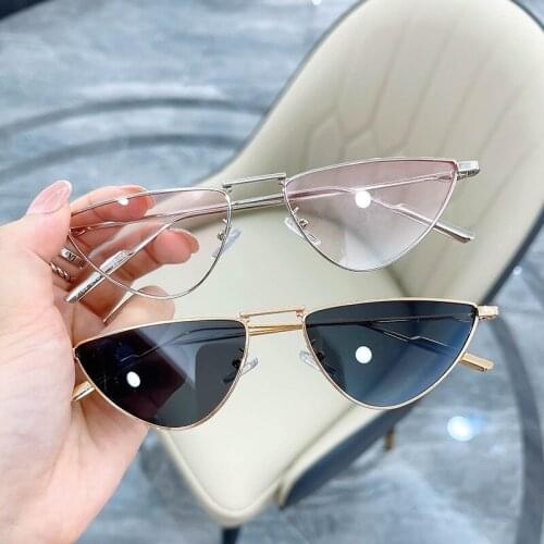 HKNA Small Frame Punk Sunglasses Women Cat Eye Sunglasses for Women High Quality Metal Cat Eye Sunglasses Men Gafas De Sol Mujer