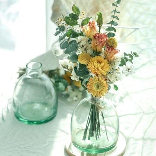 Unfade Cute Bottle Preserved Dried FLower Bouquet Hybird Gypsophila Daisy Golden Ball Sunflower Pinecone Roland Home Dorm Decor