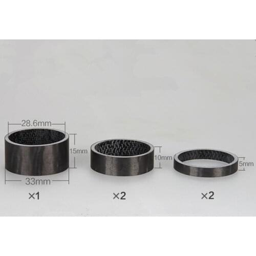 GUB TC-004 5pcs/set 1 1/8" UD Carbon Fiber Washer Bike Bicycle Headset Stem Spacers Kit For Bike Fix Refit 5mm 10mm15mm