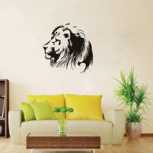 Lion Head Vinyl Wall Stickers Art Home Decor Living Room Animal Wall Art Decals Vinilos Paredes Mural 3d Wall Sticker SA137B