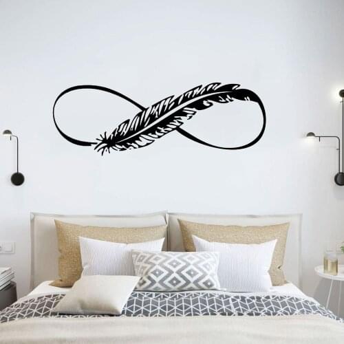 Vinyl Infinite Feather Removable Logo Art Wall Sticker Boho Room Car Window Room Decal Decoration Poster Wall Stickers