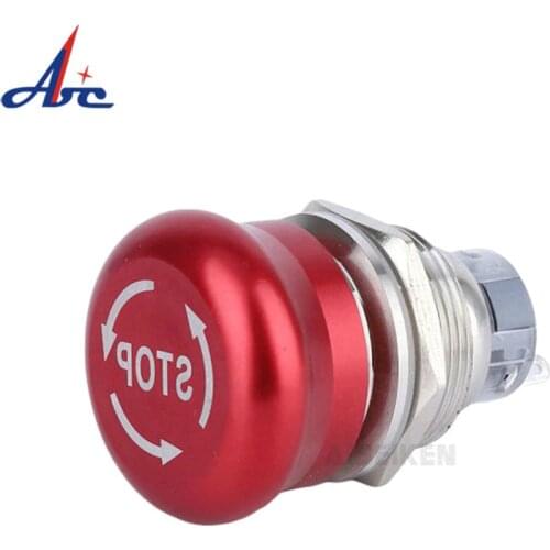 19mm 22mm P67 Waterproof Metal Push Button Red Mushroom head SPST 1NO1NC 3 Pin Emergency Stop Switch