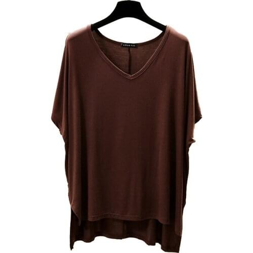 Batwing Sleeve V-Neck T Shirt Women 2020 Summer Soft Casual Loose Oversized T-shirts for Women Tee Shirt Femme