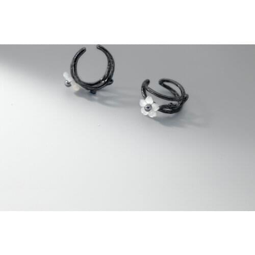 MloveAcc 925 Sterling Silver Earrings Shell Flower Ear Cuff Clip Earrings for Women oorbellen brincos pendientes