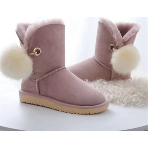 2020 Shoes Women Top Quality New Fashion 100% Genuine Sheepskin Leather Snow Boots Natural Fur Waterproof Real Wool Women Boots