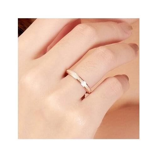 Top Quality Rose Gold color Titanium Steel Simple Frosting Fine 2mm Depth Cheap Women Ring, US Size 3 to Size 10 available
