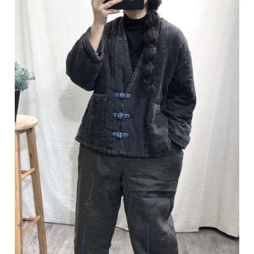 Cotton Padded Chinese Style Clothing Women Winter Coat Tang Suit Vintage Thick Warm Hanfu Outwear Ladies Chinese Tops 11735