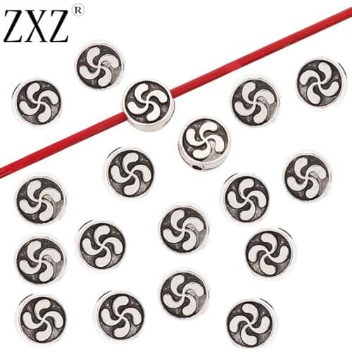 ZXZ 50pcs Round Metal Spacer Beads 2 Sided for DIY Necklace Bracelet Jewelry Making 8x8mm