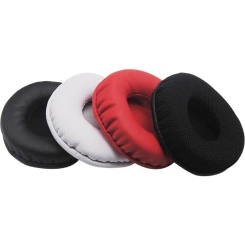 1 Pair Earphones Pads 6CM Round Ear Cushion Headphone Mesh PU Soft Foam Black WIhite Red Earpads