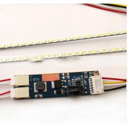 19 inch wide Panel LED Backlight Lamps Update CCFL to LED 2x Strips+ Driverboard 420mm Adjustable Brightness Kit