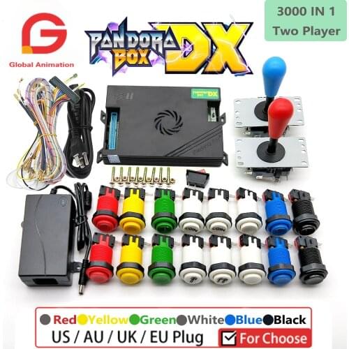 2 Player DIY Arcade Pandora box DX 3000 in 1 5Pin joystick American HAPP Style Push Button for 3p 4p 3d game Machine console