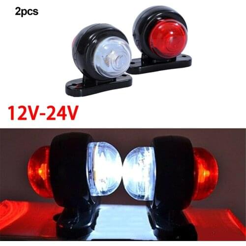 2Pcs Car Truck LED Side Marker Light Double Side Red White Indicator Lamp Warning Light for Truck Trailer Signal Lamp