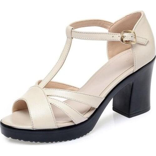 2021 New Bestselling Summer Open Toe Sandals Platform Non-slip High Heeled Sandals Light Comfort Elegant Genuine Leather Sandals