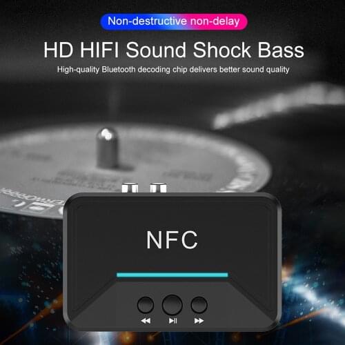 3.5mm RCA Audio Bluetooth 5.0 Receiver Adapter NFC AUX Output Wireless Bluetooth Dongle Stereo Receptor for Amplifier Speaker