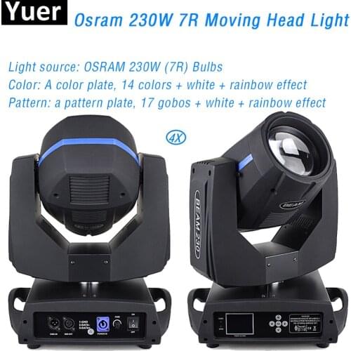 4Pcs/Lot 7R Beam Moving Head Spot 230W 7R Professional Moving Head Light Stage Disco Lighting Equipment LED DJ Party Bar Lamp