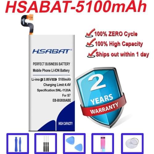HSABAT 5100mAh EB-BG930ABE Battery for Samsung GALAXY S7 G9300 SM-G9300 G930L G930 G930F G930A G9308 G9309 G930FD G930W8