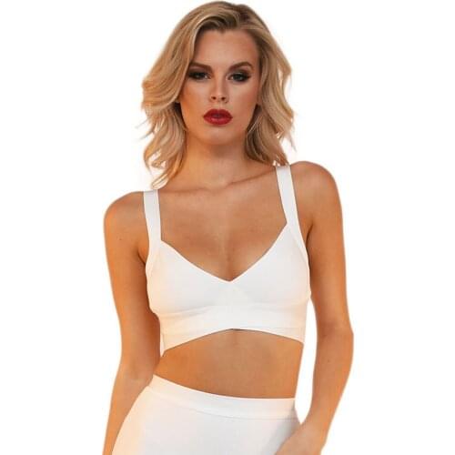 White high quality rayon elastic knitted 2020 womens sexy new fashion bandage short crop top