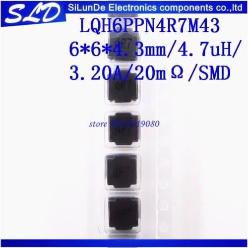Free Shipping 50pcs/lot LQH6PPN4R7M43 6*6*4.3mm/4.7uH/3.20A/20mΩ/SMD new and Original IN STOCK