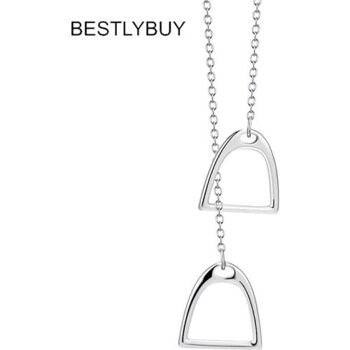 BESTLYBUY New Arrival Luxury 925 Sterling Silver Lucky Double Horse Hoof Pendant Necklace for Women Party Fine Jewelry