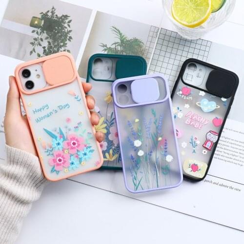 For iPhone 12 Pro Max Case Luxury Flower Painted Case For iPhone 11 Pro Max XR X XS Max 8 7 Plus 6S 12 Mini Case Slide Matte PC