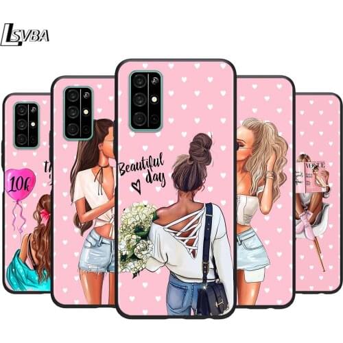 Woman Girl Mom Baby for Huawei Honor 30 20S 20 10i 9S 9A 9C 9X 8X 10 9 Lite 8A 7C 7A Pro Phone Case Black Cover