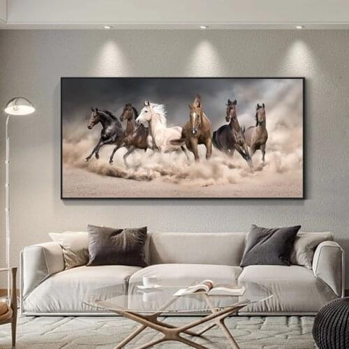 Black and White Running Horse Canvas Art Animal Paintings Wall Art Poster and Print Wall Pictures for Living Room Home Decor