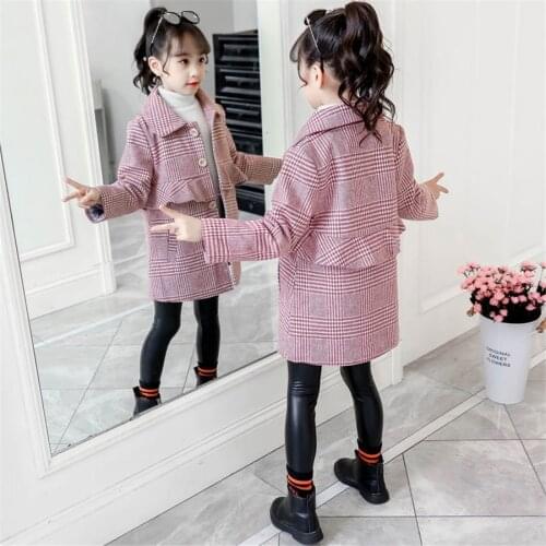 Childrens Clothing Baby Girls Coat Kids Jackets Female Baby Plaid Wool Coat Girl Clothing Kids Overcoat Party Jacket
