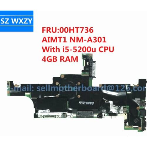 For Lenovo ThinkPad T450S Laptop Motherboard FRU:00HT736 AIMT1 NM-A301 With i5-5200u CPU 4GB RAM MB 100% Tested Fast Ship