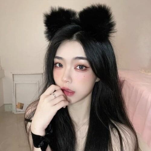 F3MD Fluffy Ear Anime Cosplay Hair Accessory Puffy Ears Charming Cat Headwear Simulated Lovely Headdress for Costume Party