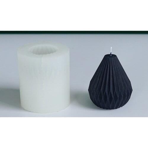 1Pcs Pear Shaped Candle Mold Geometric Lines Cone Candle Silicone Mould Hand DIY Candle Art Carft Scented Fragrant Candle