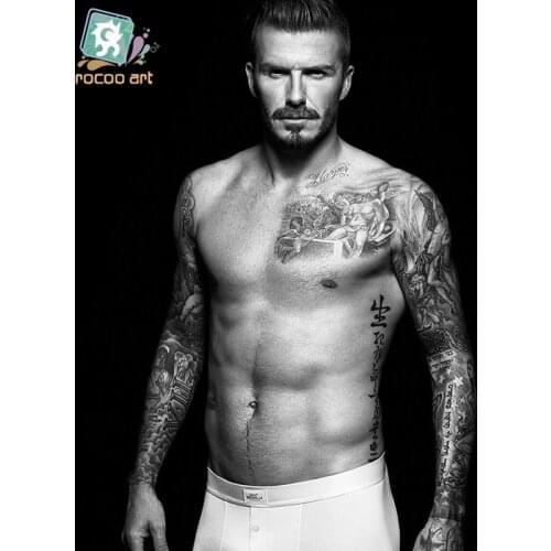 HC-24/Fashion Waterproof Fake Tattoo Stickers Beckham Same Paragraph Chinese Words Water Transfer Temporary Cool Tattoos Men