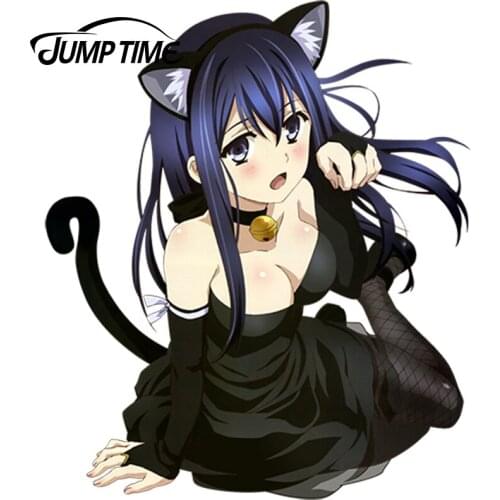 JumpTime 13cm x 10.9cm Car Styling Sexy Cat girl Beauty Kuroha Neko Render Window Decal Car Sticker Waterproof Accessories