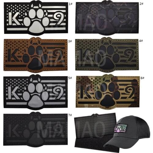K9 Dog Flag Reflecting Patch Armband Badge Camouflage Military Sewing Shinny Applique Embellishment Paw Tactical Patches