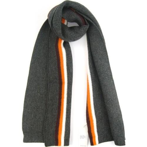 Classic Autumn Winter Warm Cashmere Wool Soft Striped Knit Custom Long Scarf Balaclava Bandana