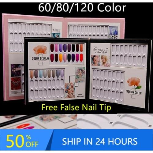 60/80/120 Color Double-Side False Nail Color Display Book Gel Polish Color Chart Palette Practice With False Nail Tips 20#923
