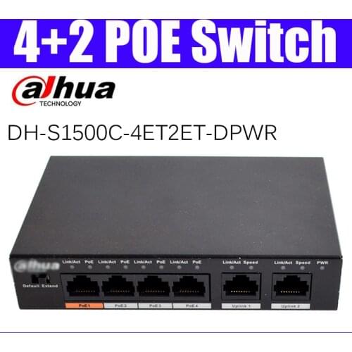 Dahua DH-S1500C-4ET2ET-DPWR 4CH POE Switch Ethernet 250m Power Transit Distance Support Hi-Poe Original Dahua S1500C-4ET2ET-DPWR
