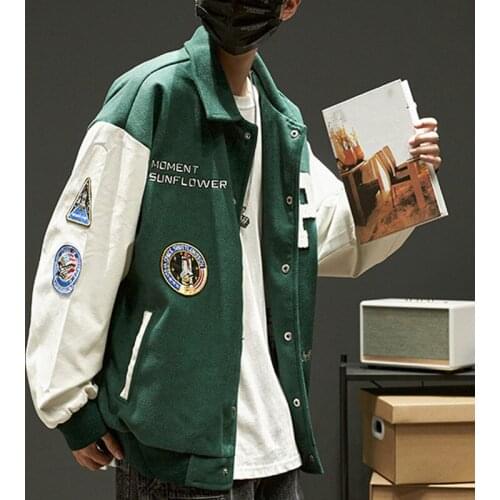 Hip Hop Jacket Women Badge Letters Embroidery Patchwork Color Block Harajuku Streetwear Unisex Varsity Baseball Jacket Coats