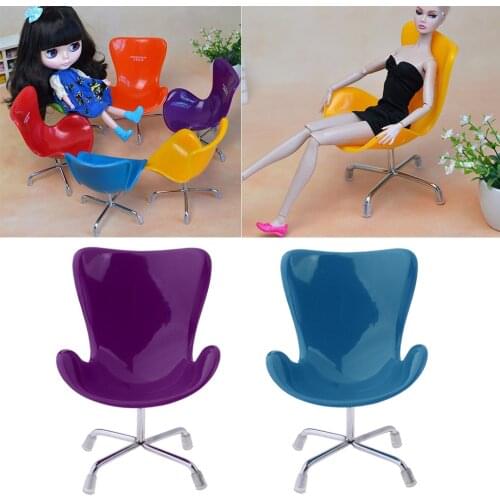 2pcs Swivel Swan Chair Furniture for 1:6 Dollhouse, for Blythe, for 1/6 BJD, for 12 inch Action Figures - Mini Realistic Model