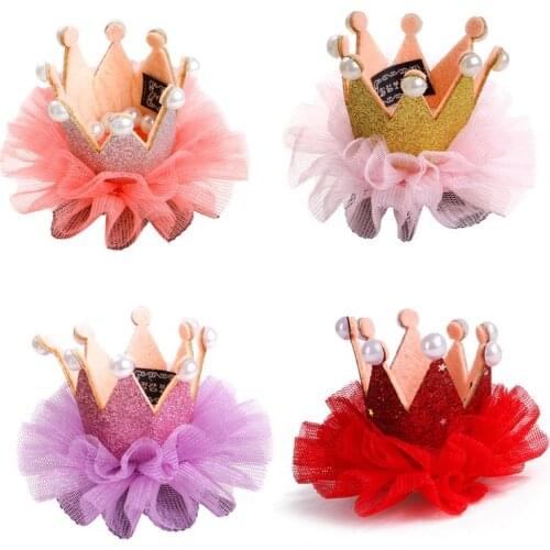 Cute Lace Princess Crown Dog Cat Pet Hair Clip Hairpins Kitten Puppy Photography Headdress Birthday Party Decor