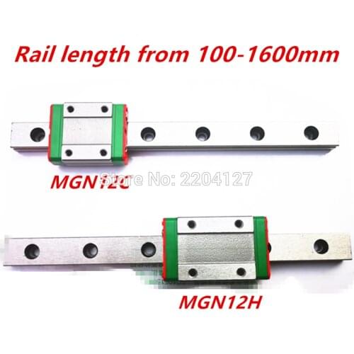 Kossel Mini MGN12 450mm 12mm miniature linear rail with MGN12H or MGN12C carriage for X Y Z axis CNC parts