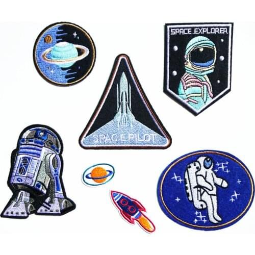 7Styles UFO Space Skull Tiger Patch Iron on Sew on Applique Badge Motorcycle Cheap Biker Embroidered Patches for Clothes Sticker