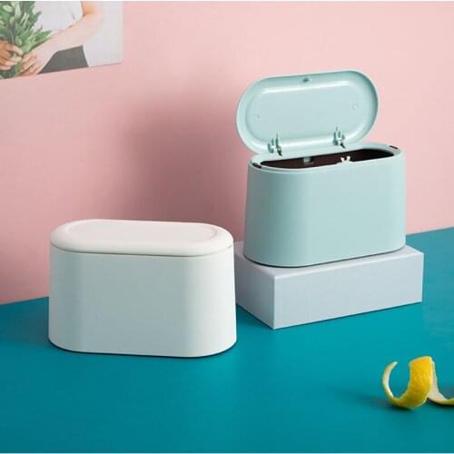 Desktop Trash Can Office Cute мусорное ведро Nordic Style INS Simple Home With Cover Living Room Creative Bed Mini Dustbin