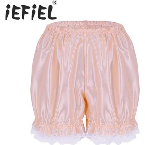 New Arrival Female Women Girl Lace Hem Shiny Pumpkin Pants Bloomers Cute Security Short Pants Bedtime Sleepwear Shorts Underwear